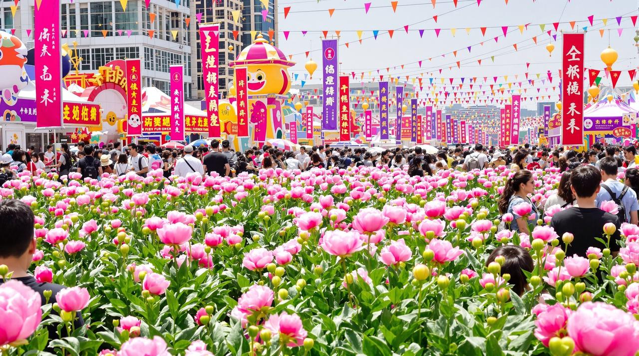 山东菏泽芍药节：人山人海赏花潮